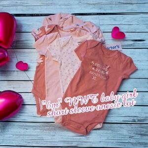 "6m" NWT baby girl short sleeve onesie lot 👶💗